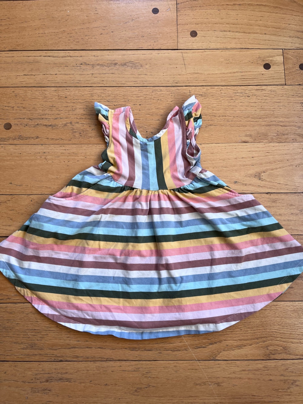 Hannah Anderson Girls' Striped twirl Sundress - Rainbow Stripe